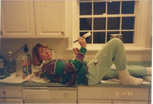 Pam painting the kitchen. Richmond, Virginia, 1992.